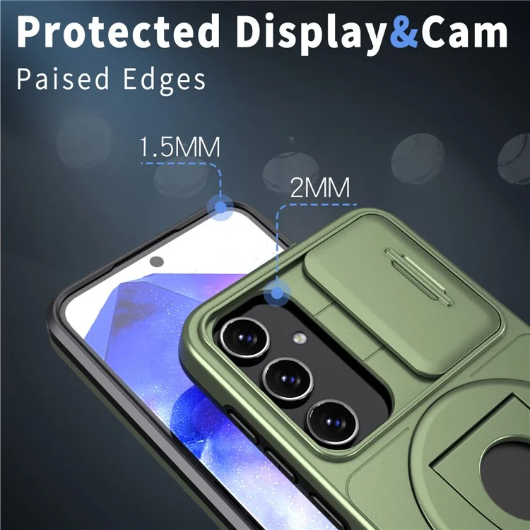 For Samsung Galaxy A35 5G Case with Slide Camera Cover TPU+PC Phone Protector - Green