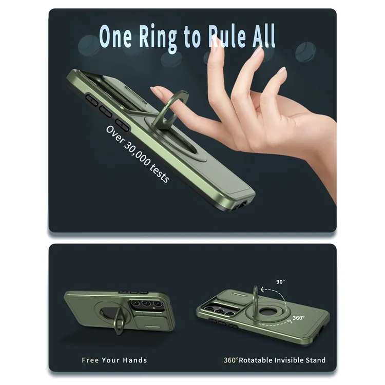 For Samsung Galaxy A35 5G Case with Slide Camera Cover TPU+PC Phone Protector - Green