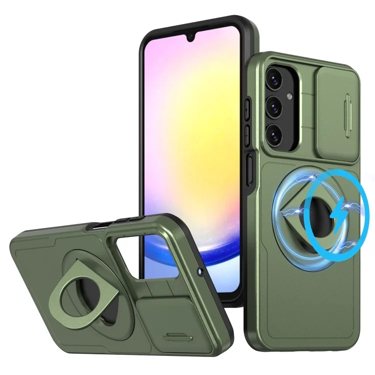 Pour Samsung Galaxy A15 4G / 5G Coque Couvercle de l'objectif de l'appareil photo TPU+PC Protection contre les chutes Housse de téléphone - Vert