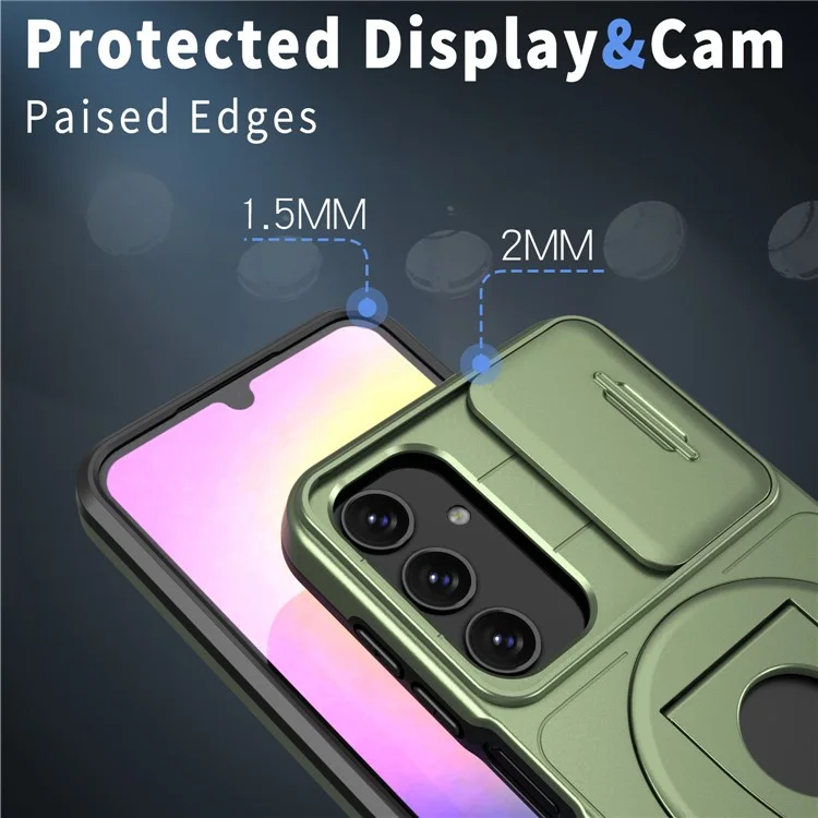 Pour Samsung Galaxy A15 4G / 5G Coque Couvercle de l'objectif de l'appareil photo TPU+PC Protection contre les chutes Housse de téléphone - Vert