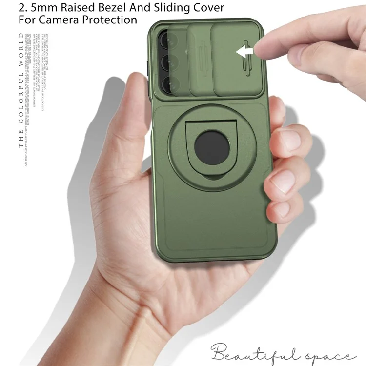 Pour Samsung Galaxy A15 4G / 5G Coque Couvercle de l'objectif de l'appareil photo TPU+PC Protection contre les chutes Housse de téléphone - Vert