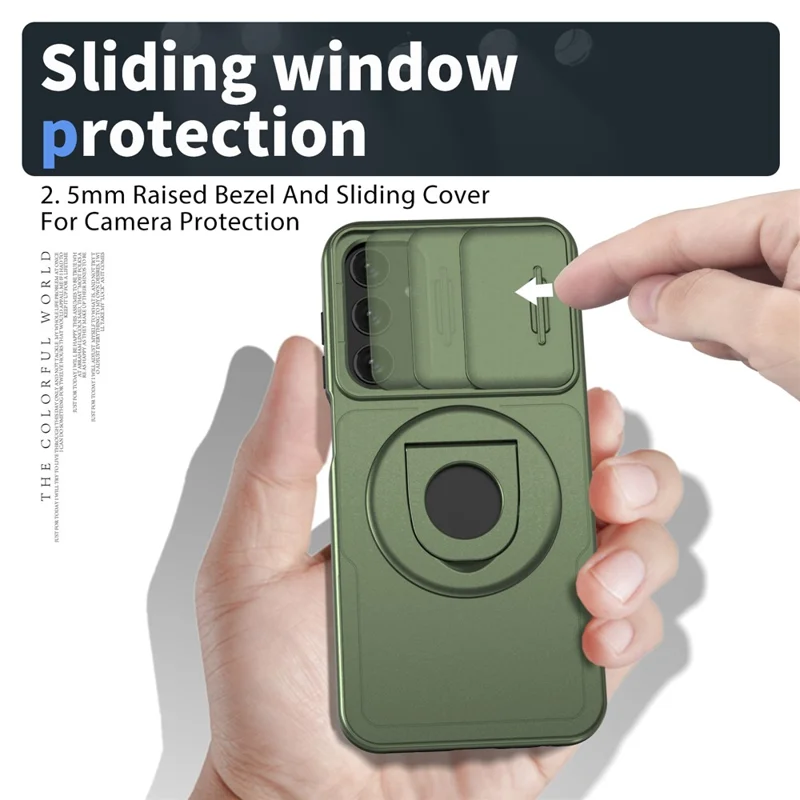 Pour Samsung Galaxy A25 5G (Global) (161,0 x 76,5 x 8,3 mm) Étui Kickstand TPU+PC Coque Magnétique - Vert