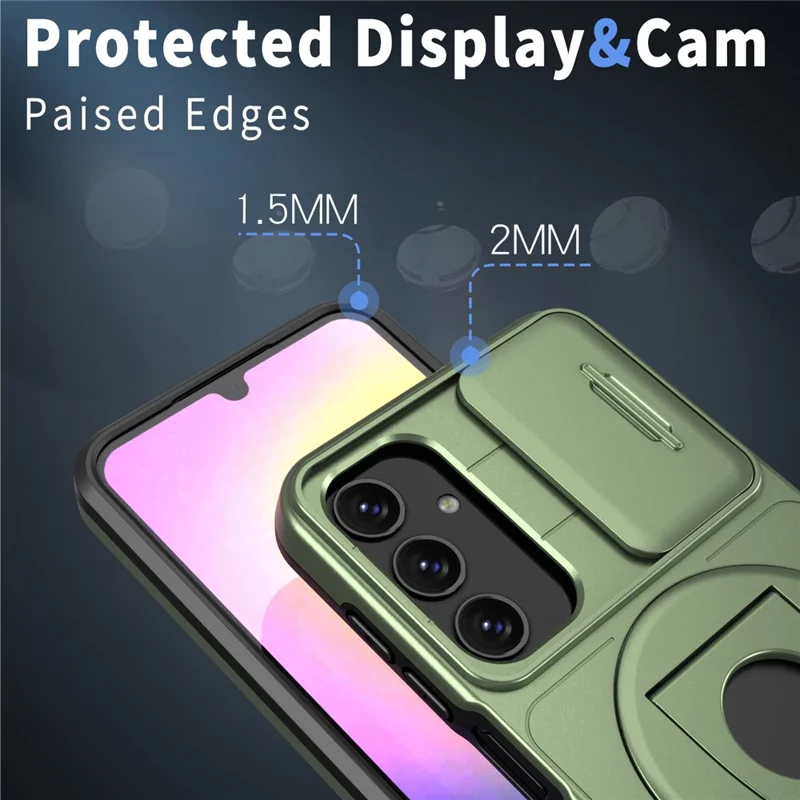 Per Samsung Galaxy A05s 4G Case Built-in KickstandTPU+PC Phone Cover Slide Lens Protection - Verde