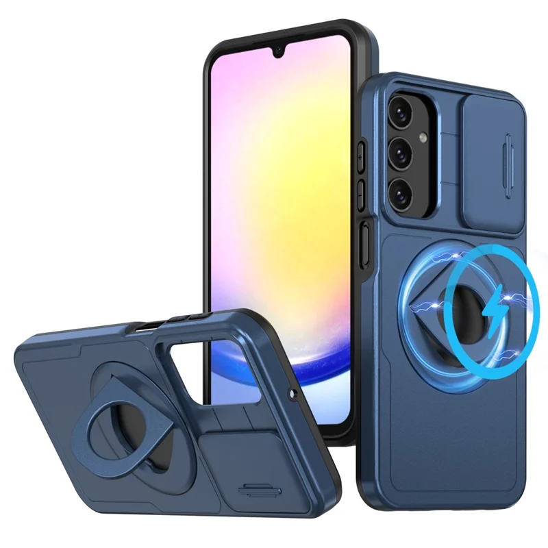 For Samsung Galaxy A05s 4G Case Built-in KickstandTPU+PC Phone Cover Slide Lens Protection - Blue