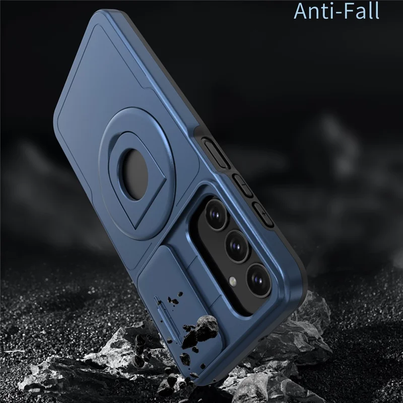 For Samsung Galaxy A05s 4G Case Built-in KickstandTPU+PC Phone Cover Slide Lens Protection - Blue