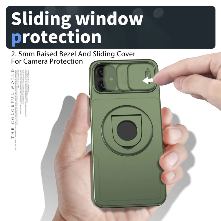 For Samsung Galaxy A05 4G Case Camera Protection Kickstand Dual Layer Hybrid TPU+PC Phone Cover - Green