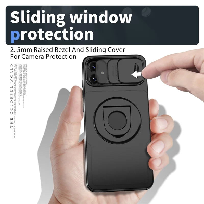 For Samsung Galaxy A05 4G Case Camera Protection Kickstand Dual Layer Hybrid TPU+PC Phone Cover - Black