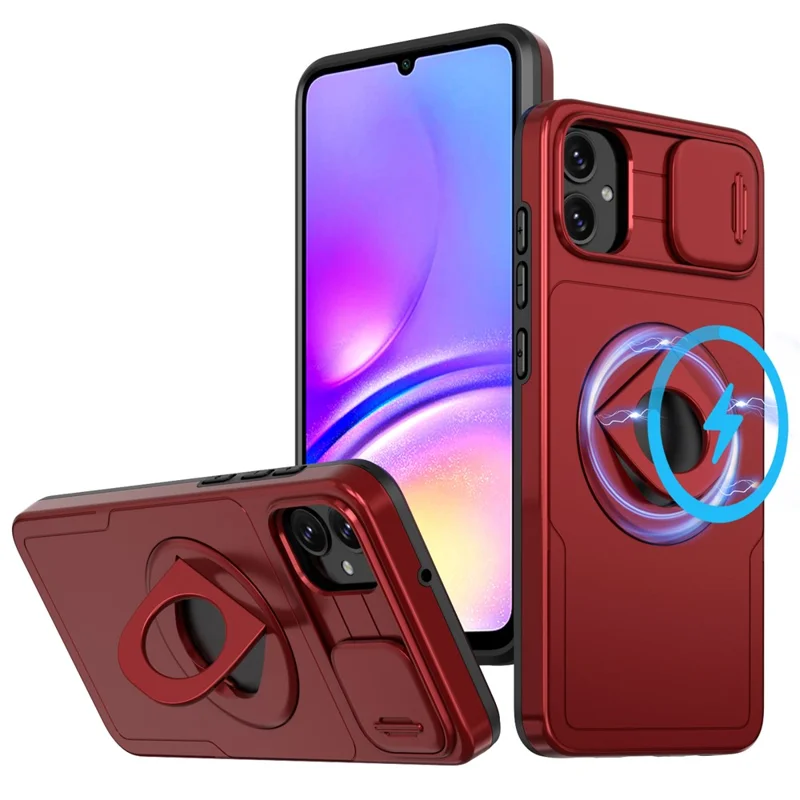 Para Samsung Galaxy A05 4G Capa Proteção Câmera Suporte Camada Dupla Híbrida TPU+PC Capa de Telefone - Vermelho