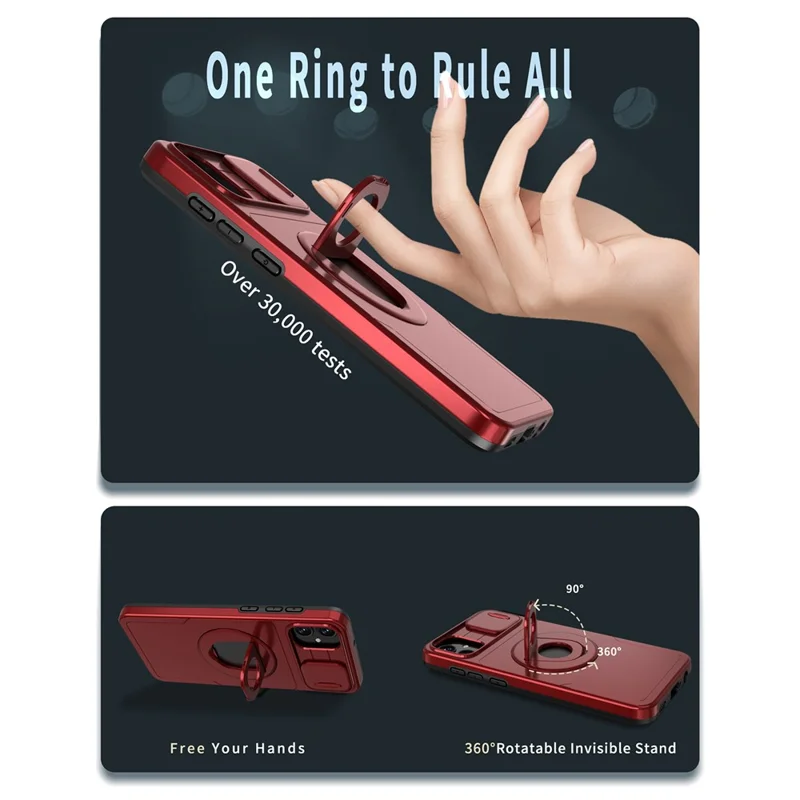 Para Samsung Galaxy A05 4G Capa Proteção Câmera Suporte Camada Dupla Híbrida TPU+PC Capa de Telefone - Vermelho