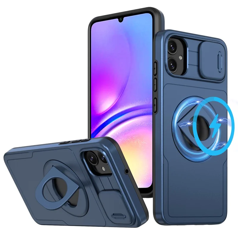 For Samsung Galaxy A05 4G Case Camera Protection Kickstand Dual Layer Hybrid TPU+PC Phone Cover - Blue