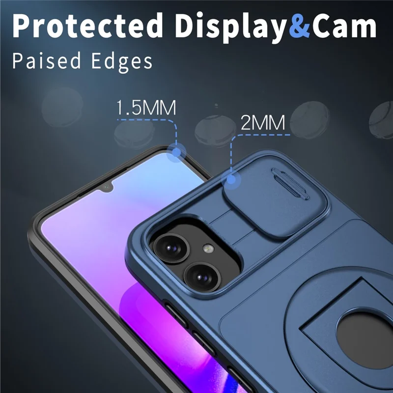 For Samsung Galaxy A05 4G Case Camera Protection Kickstand Dual Layer Hybrid TPU+PC Phone Cover - Blue