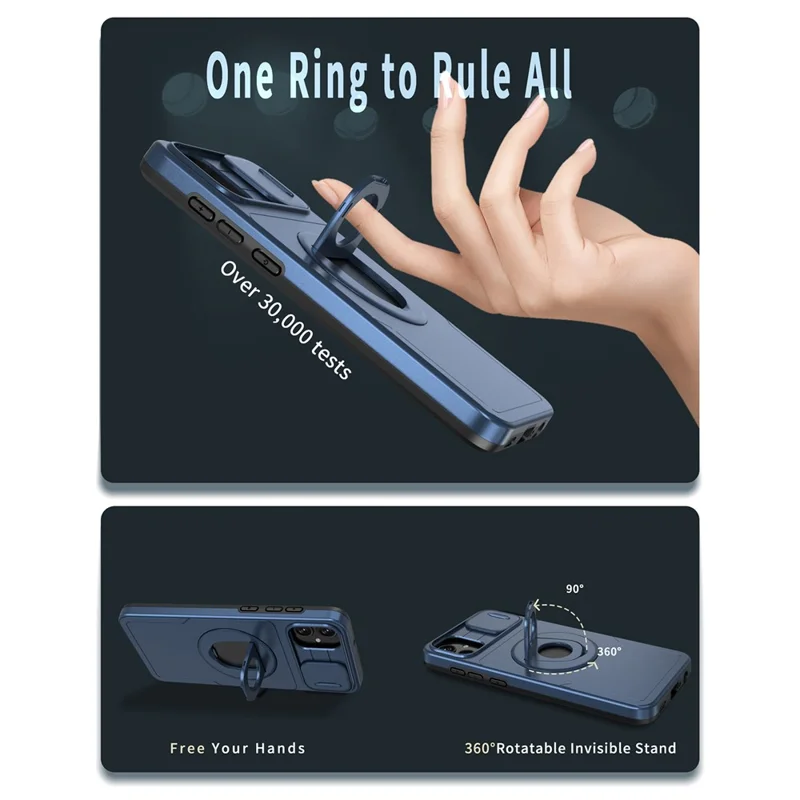 For Samsung Galaxy A05 4G Case Camera Protection Kickstand Dual Layer Hybrid TPU+PC Phone Cover - Blue