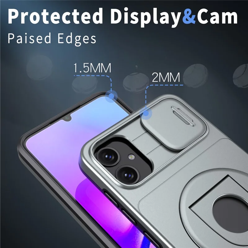 For Samsung Galaxy A05 4G Case Camera Protection Kickstand Dual Layer Hybrid TPU+PC Phone Cover - Grey