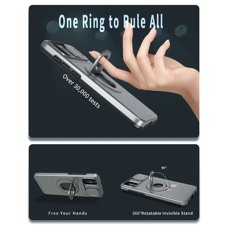 For Samsung Galaxy A05 4G Case Camera Protection Kickstand Dual Layer Hybrid TPU+PC Phone Cover - Grey