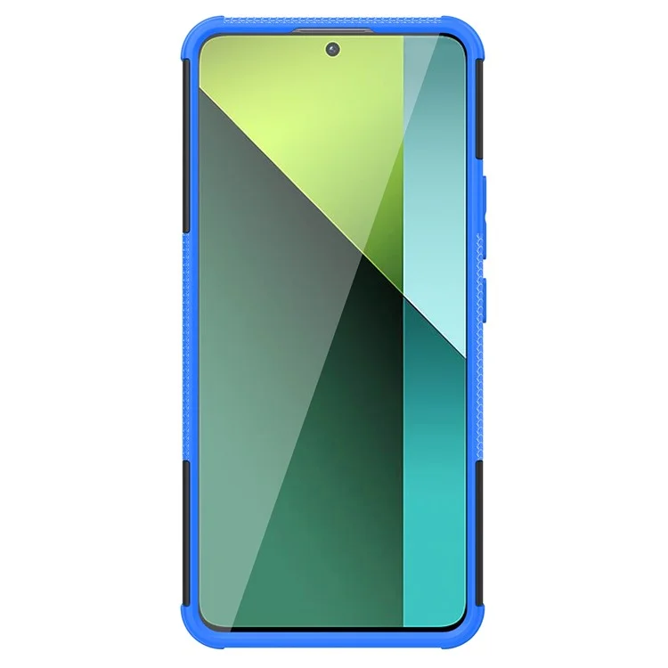 For Xiaomi Redmi Note 13 Pro 5G / Poco X6 5G Case PC+TPU Tyre Pattern Phone Cover with Kickstand - Blue
