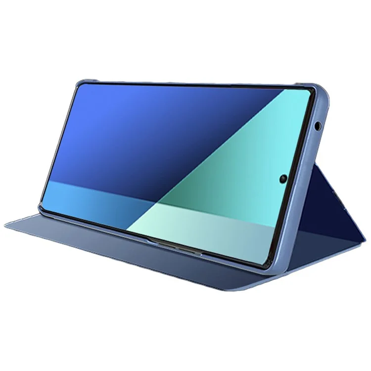 Para Xiaomi Redmi Note 13 Pro 4G / Poco M6 Pro 4G Capa de Couro Espelho Design Janela Vista Stand Phone Cover - Azul