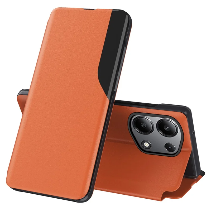 For Xiaomi Redmi Note 13 Pro 4G / Poco M6 Pro 4G Phone Case Folio Flip PU Leather Stand Cover - Orange