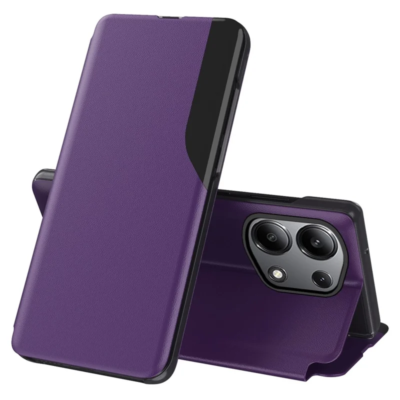 For Xiaomi Redmi Note 13 Pro 4G / Poco M6 Pro 4G Phone Case Folio Flip PU Leather Stand Cover - Purple