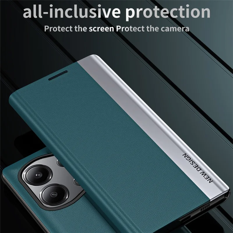 Per Xiaomi Redmi Note 13 Pro 4G / Poco M6 Pro 4G Custodia Stand Antiscivolo in Pelle - Zaffiro
