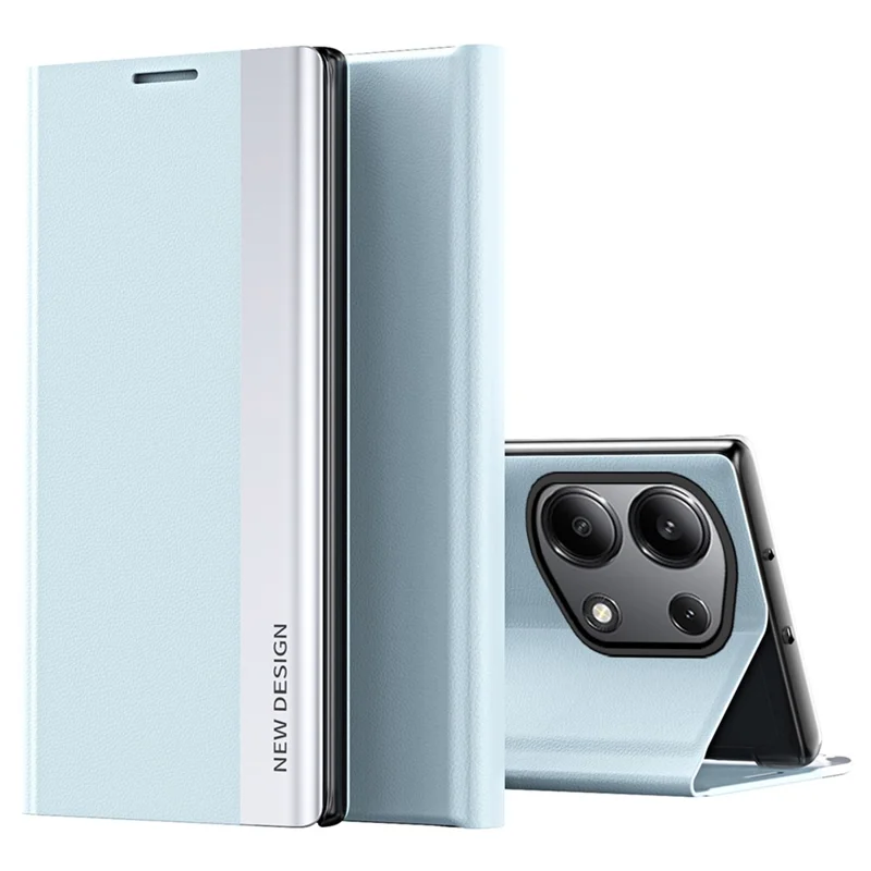 For Xiaomi Redmi Note 13 Pro 4G / Poco M6 Pro 4G Case Stand Scratchproof Leather Phone Cover - Sky Blue