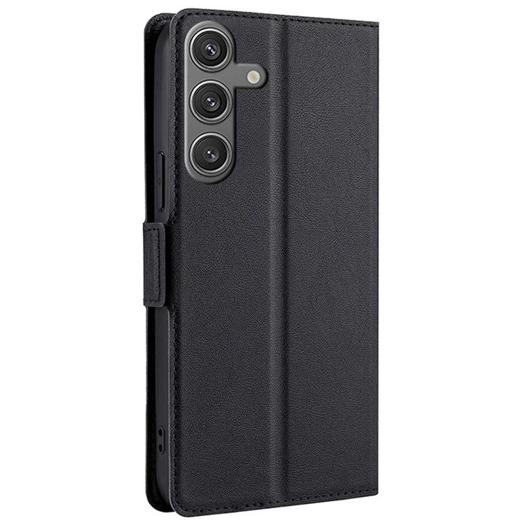 Para Samsung Galaxy S24 Case PU Leather Stand Phone Cover con ranuras para tarjetas - Negro