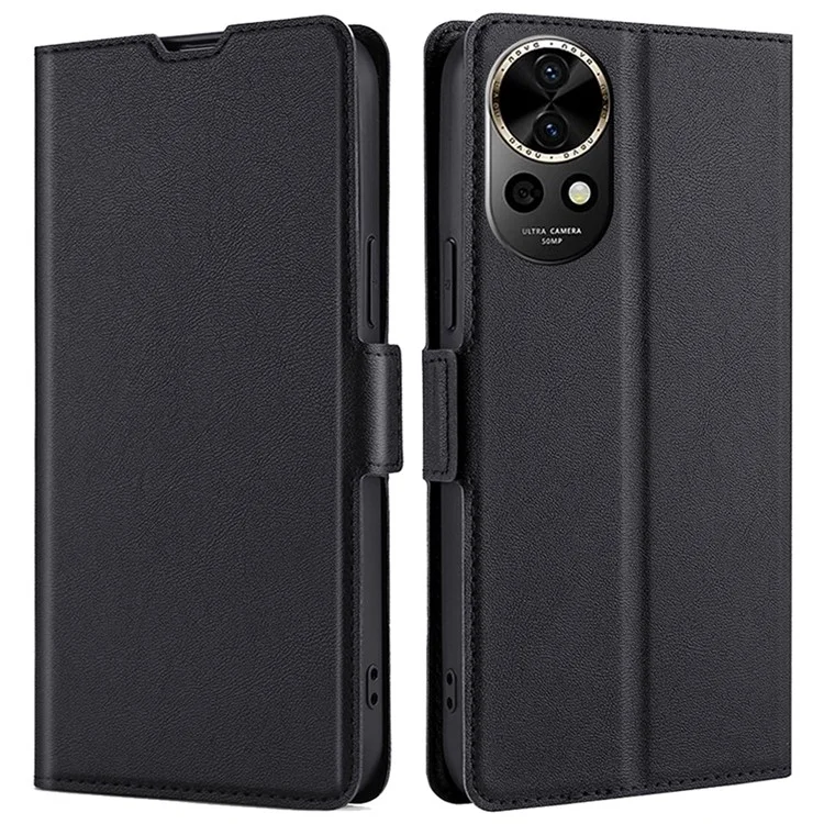 Pour Huawei nova 12 5G Coque de protection en cuir PU + coque intérieure en TPU Étui pour téléphone - Noir