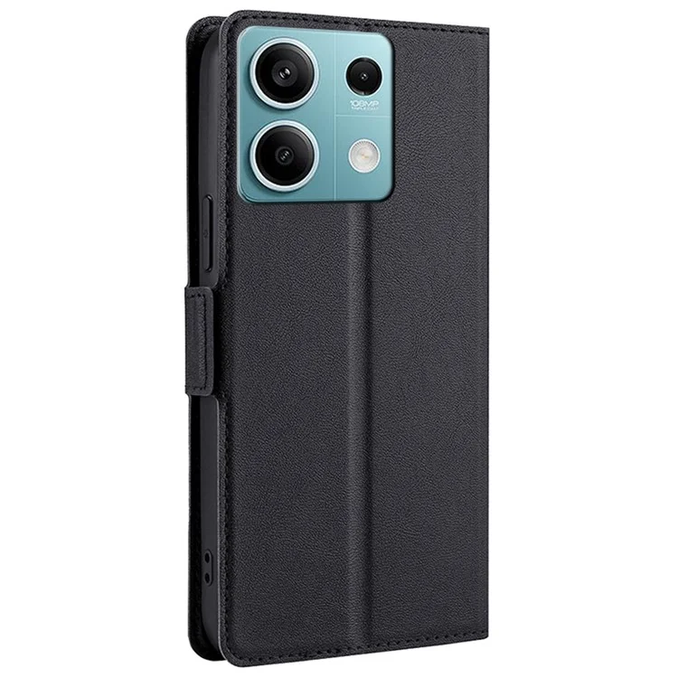 Para Xiaomi Redmi Note 13 4G Funda Protectora de Cuero PU + Funda de Teléfono Resistente a Golpes de TPU - Negro
