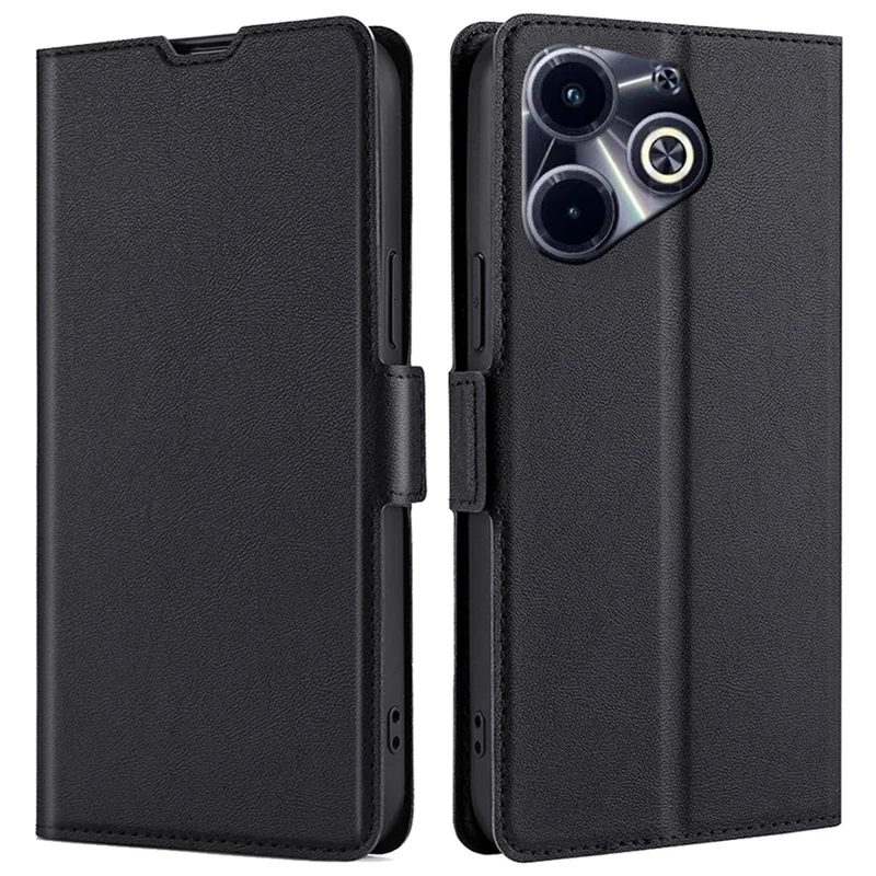 For Infinix Hot 40i Protective Case PU Leather + TPU Fully Wrapped Phone Cover - Black