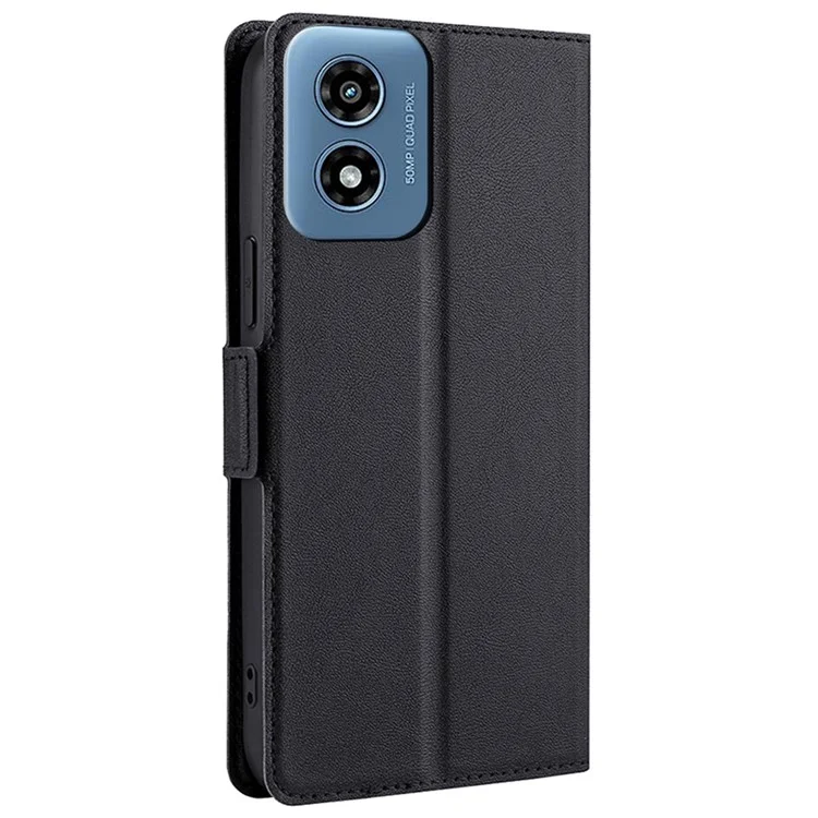 For Motorola Moto G Play (2024) 4G Full Protection Protective Case PU Leather + TPU Phone Cover - Black