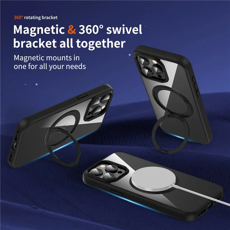Für iPhone 13 Pro Max Handyhüllen PC+TPU Kickstand-Rückenabdeckung kompatibel mit MagSafe - Dunkelblau