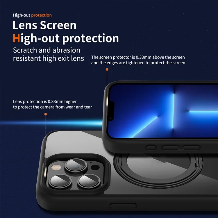 Für iPhone 13 Pro Max Handyhüllen PC+TPU Kickstand-Rückenabdeckung kompatibel mit MagSafe - Dunkelblau