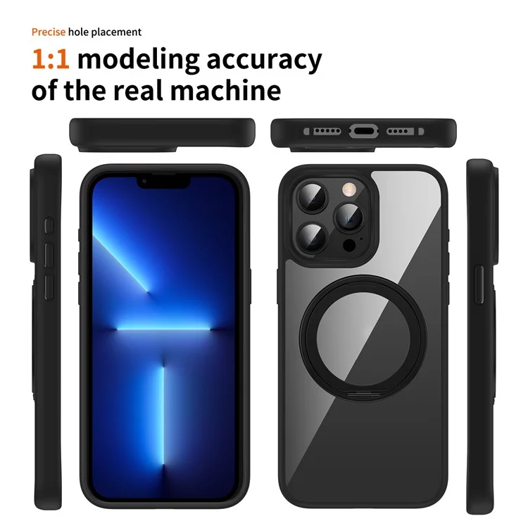 Für iPhone 13 Pro Max Handyhüllen PC+TPU Kickstand-Rückenabdeckung kompatibel mit MagSafe - Dunkelblau