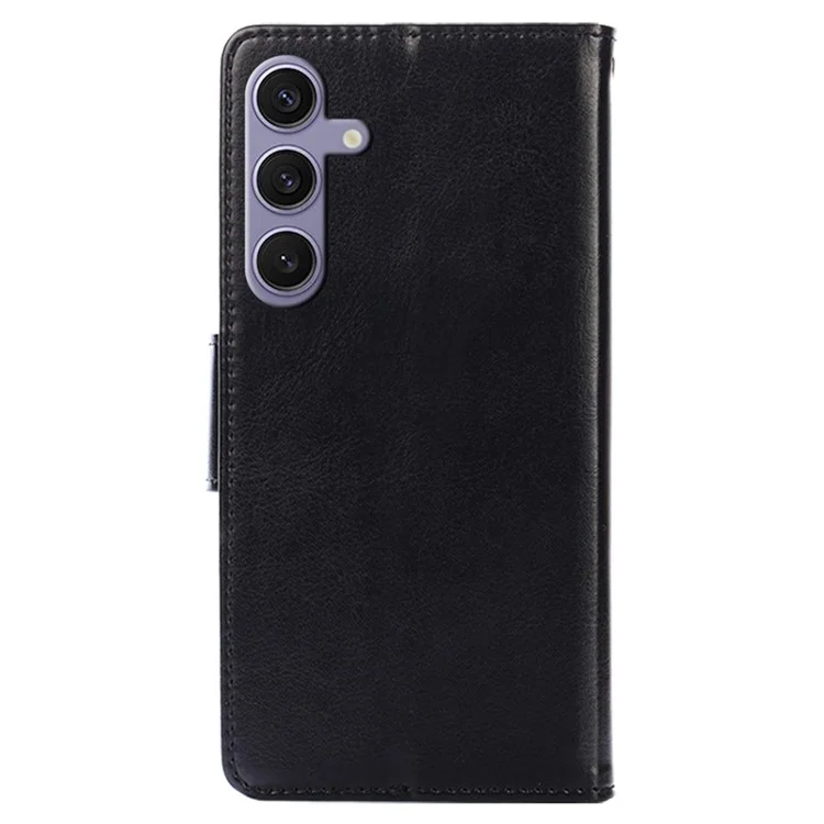 Phone Case Wallet for Samsung Galaxy S24+ TPU+PU Leather Shockproof Cell Phone Stand Cover - Black