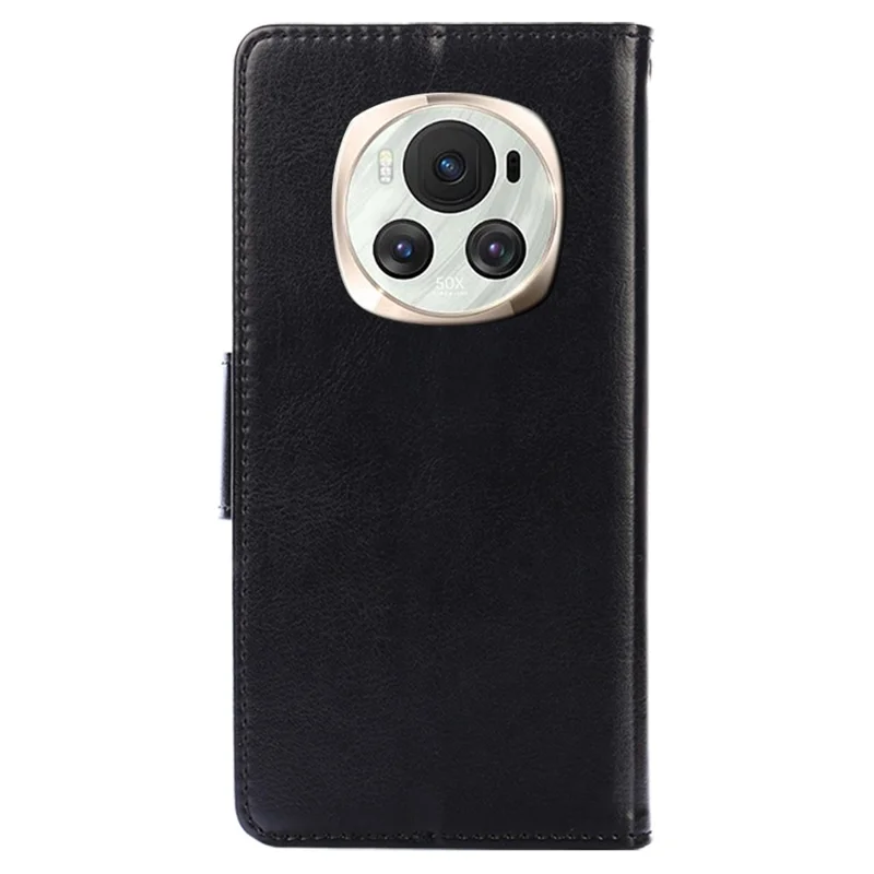 For Honor Magic6 5G Wallet Case Folio Flip Leather Stand Phone Cover - Black