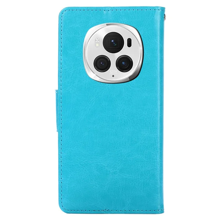 For Honor Magic6 Pro 5G Case Stoßfestes Lederhandy-Cover mit Kartenfächern - Baby Blau