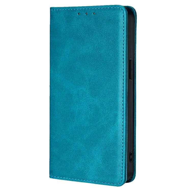 For Samsung Galaxy S24 Ultra Case Magnetic Closing Leather Calf Textured Phone Cover - Baby Blue