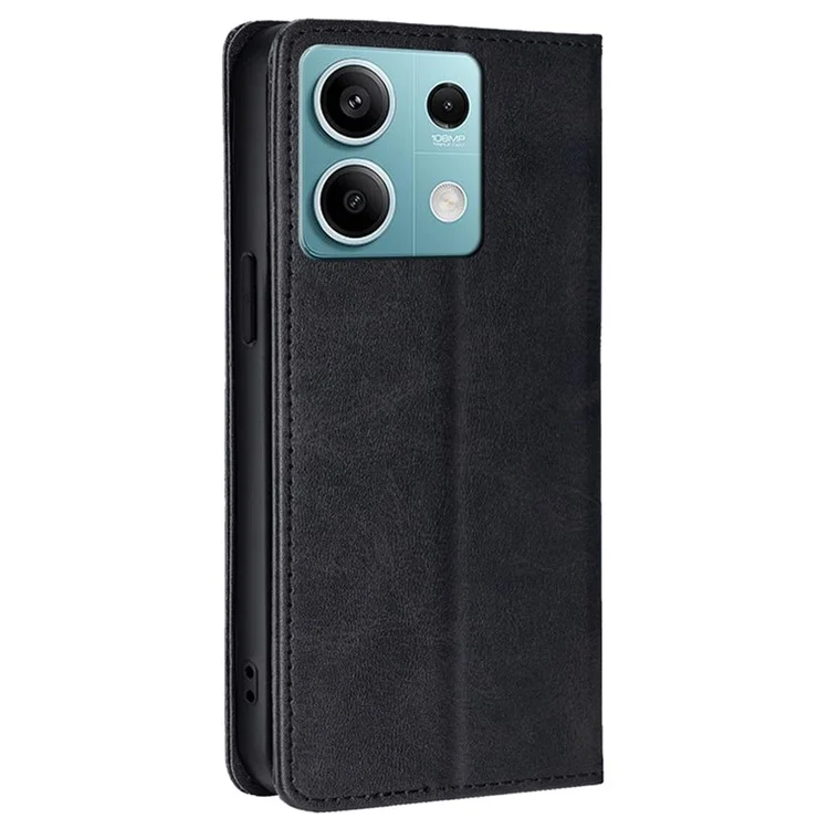 Für Xiaomi Redmi Note 13 4G Hülle PU-Leder Stand Magnetverschluss Flip Phone Cover Wallet - Schwarz