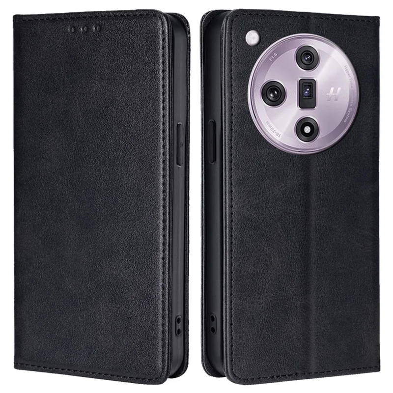 For Oppo Find X7 5G Wallet Case Magnetic Closure Leather Flip Phone Cover - Black