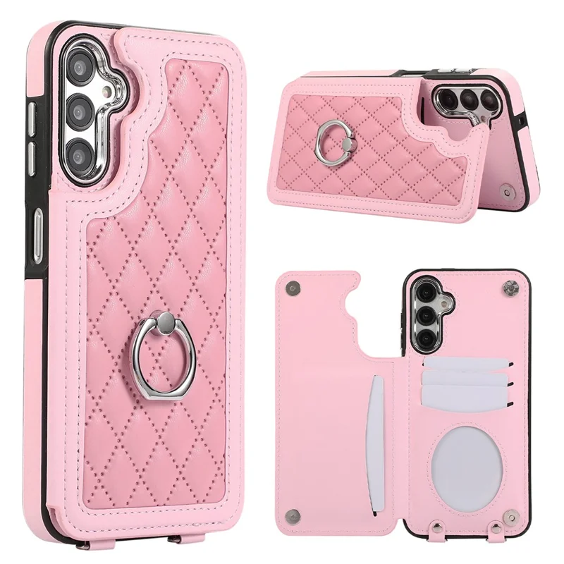 For Samsung Galaxy A54 5G Anti-Scratch Phone Case Pattern Printing TPU+PU Leather Stand Shell - Pink