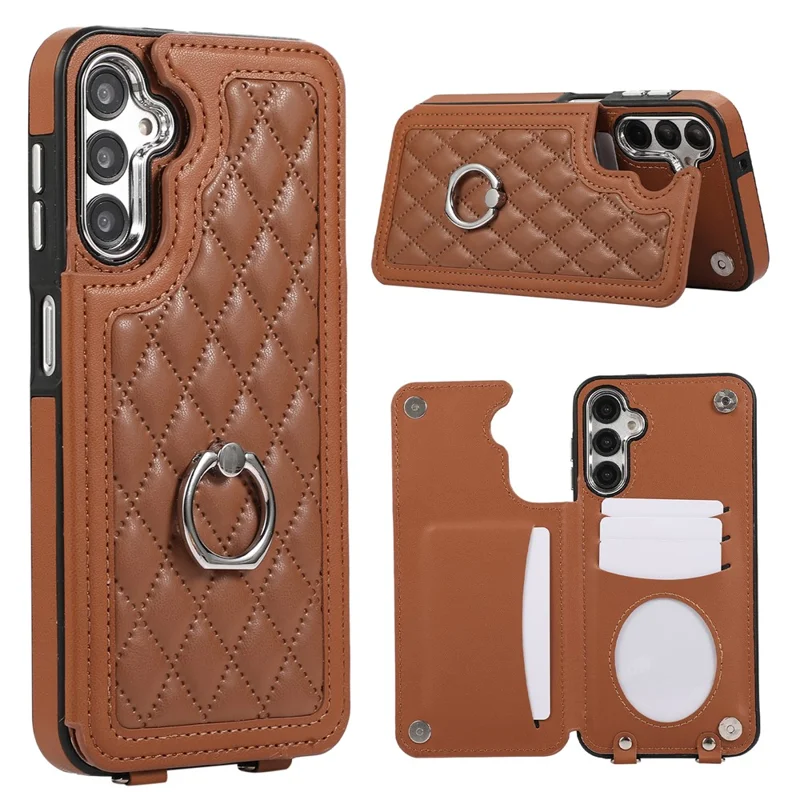 For Samsung Galaxy A54 5G Anti-Scratch Phone Case Pattern Printing TPU+PU Leather Stand Shell - Brown