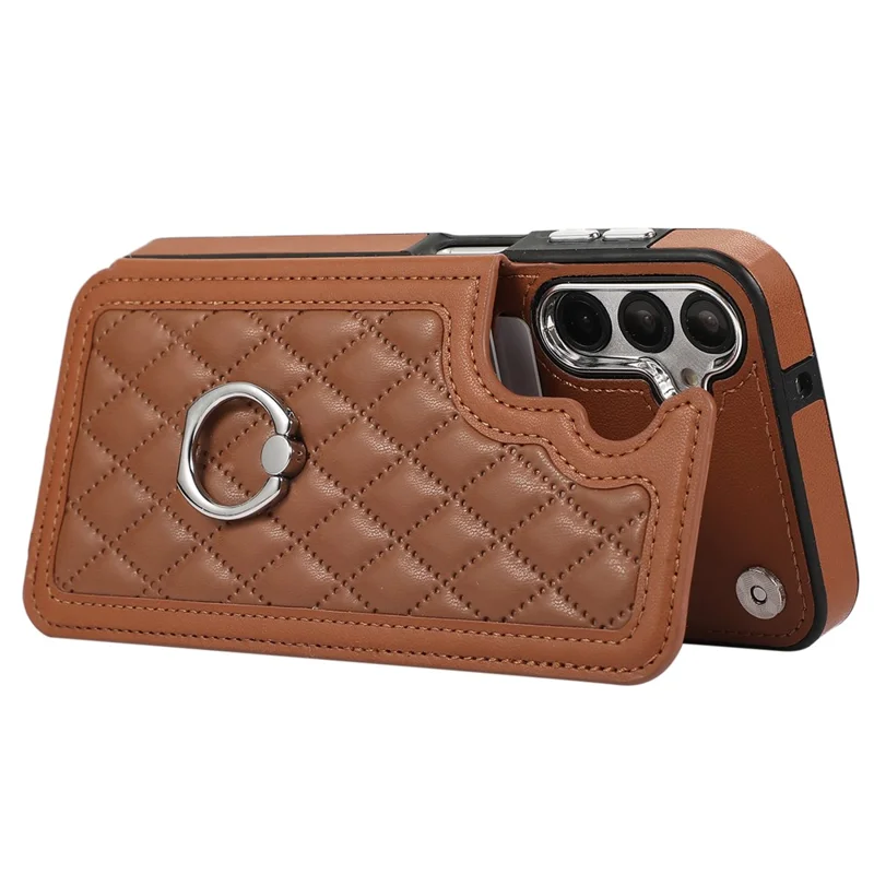 For Samsung Galaxy A54 5G Anti-Scratch Phone Case Pattern Printing TPU+PU Leather Stand Shell - Brown