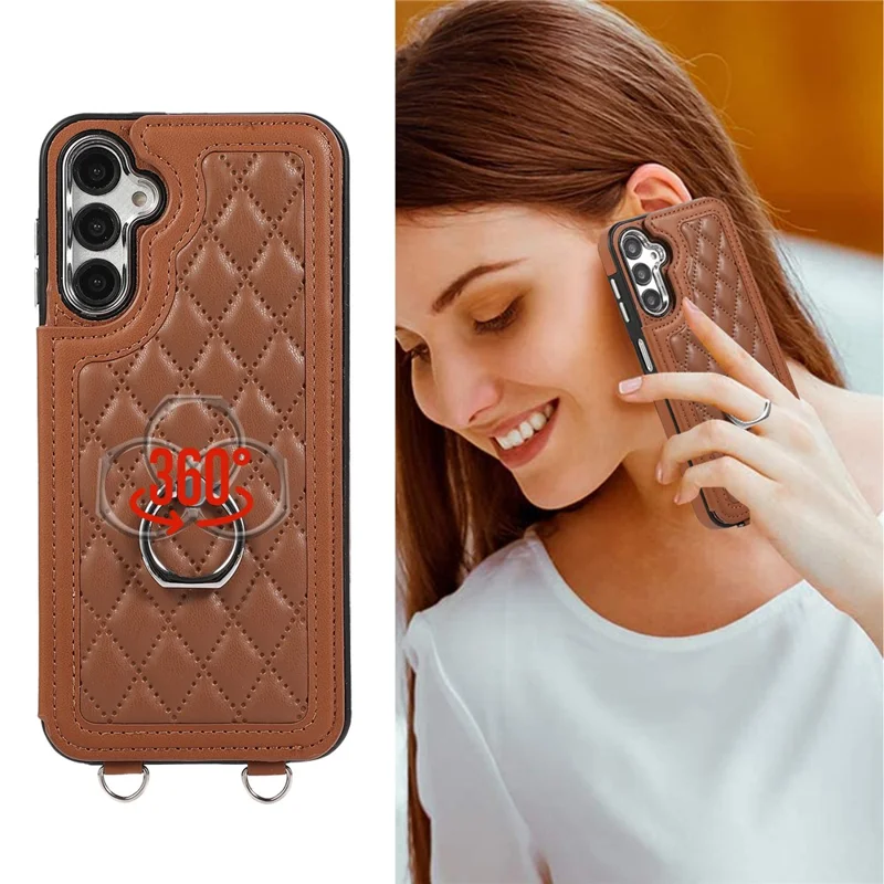 For Samsung Galaxy A54 5G Anti-Scratch Phone Case Pattern Printing TPU+PU Leather Stand Shell - Brown