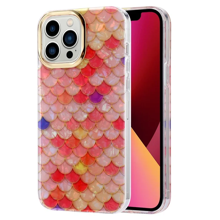 Funda para iPhone 13 Pro Electrochapado Aro de lente PC+TPU Funda para teléfono IMD - Y5-Escala roja