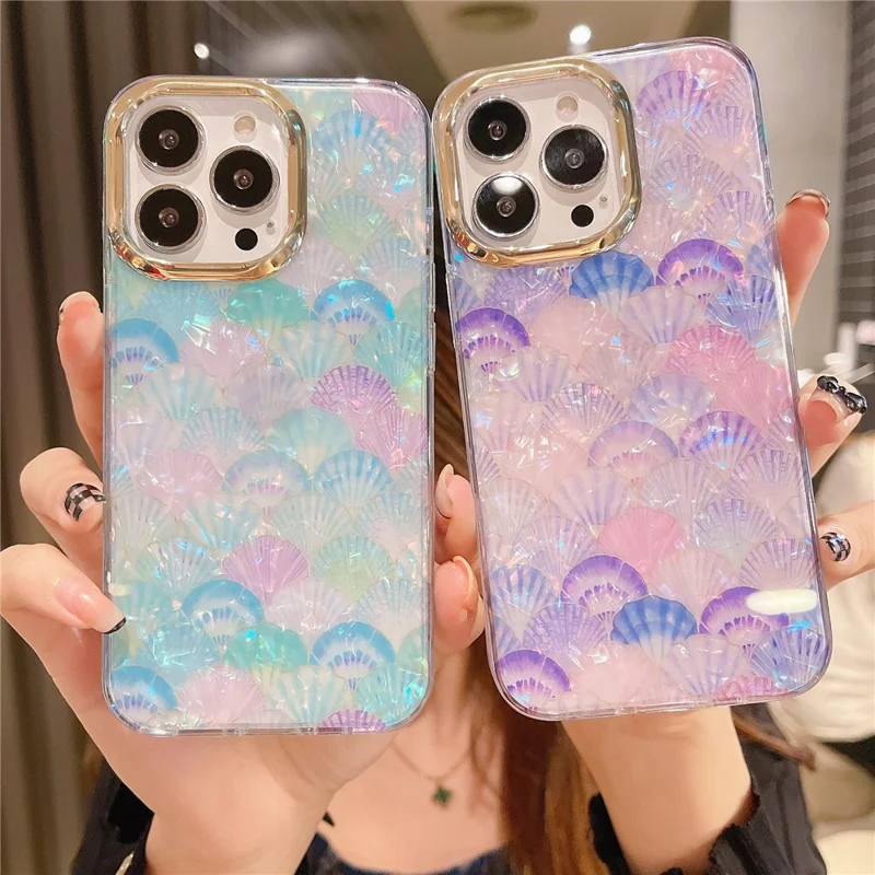 For iPhone 13 Pro Case Electroplating Lens Frame PC+TPU IMD Phone Cover - Y7-Blue Shell