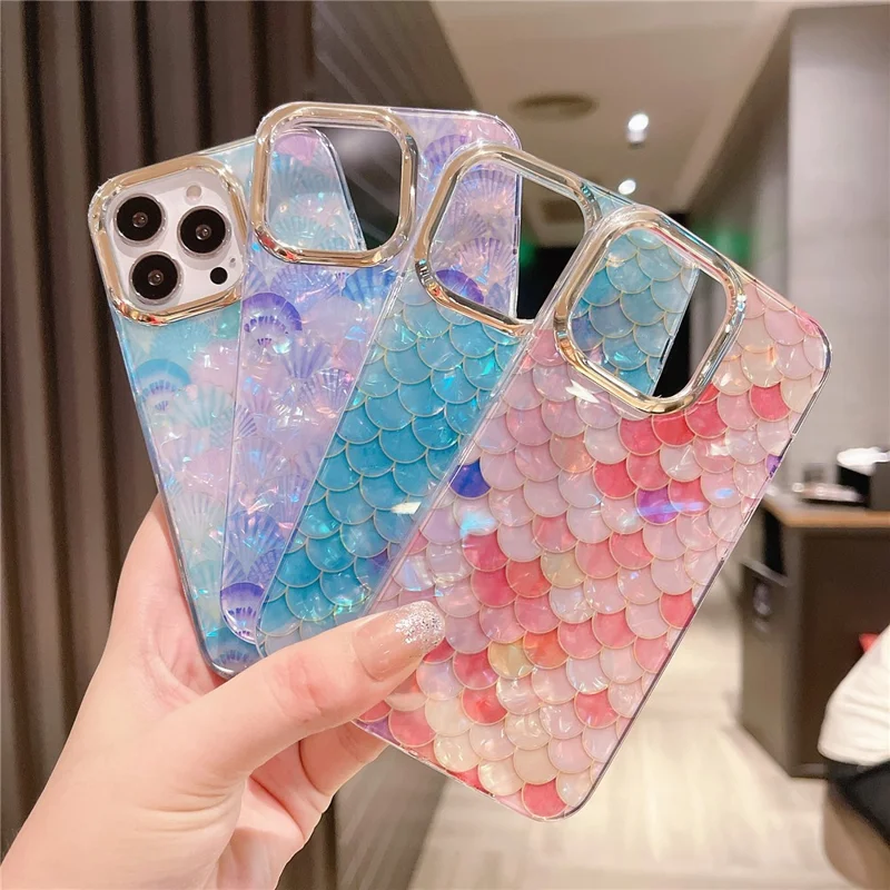 For iPhone 13 Pro Case Electroplating Lens Frame PC+TPU IMD Phone Cover - Y7-Blue Shell