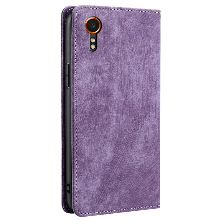 Pour Étui Samsung Galaxy Xcover7 RFID Blocking Wallet PU Leather Stand Phone Cover - Violet