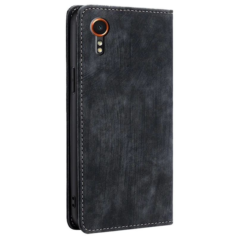 For Samsung Galaxy Xcover7 Case RFID Blocking Wallet PU Leather Stand Phone Cover - Black