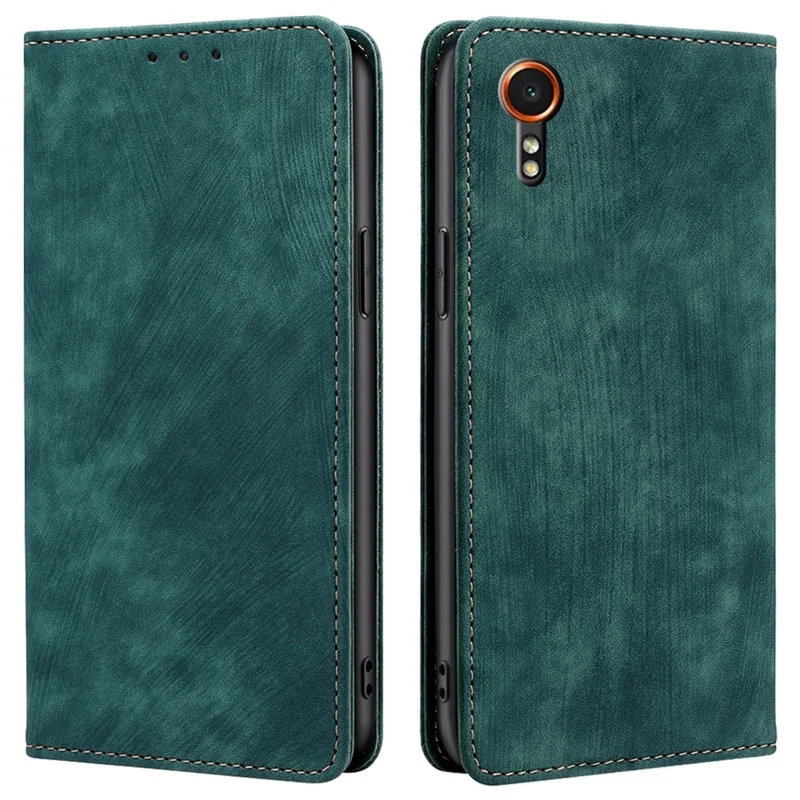 For Samsung Galaxy Xcover7 Case RFID Blocking Wallet PU Leather Stand Phone Cover - Green