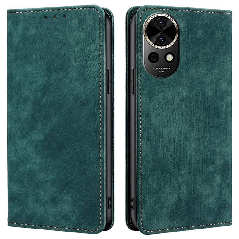 For Huawei nova 12 5G RFID Blocking Wallet Case PU Leather Card Slots Mobile Phone Cover - Green
