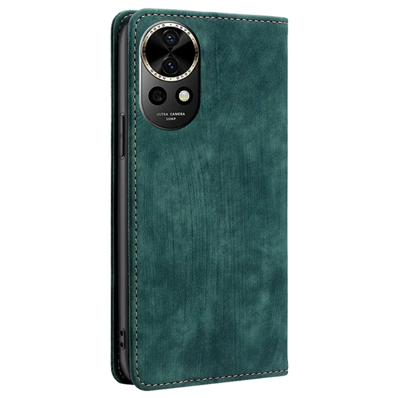 For Huawei nova 12 5G RFID Blocking Wallet Case PU Leather Card Slots Mobile Phone Cover - Green